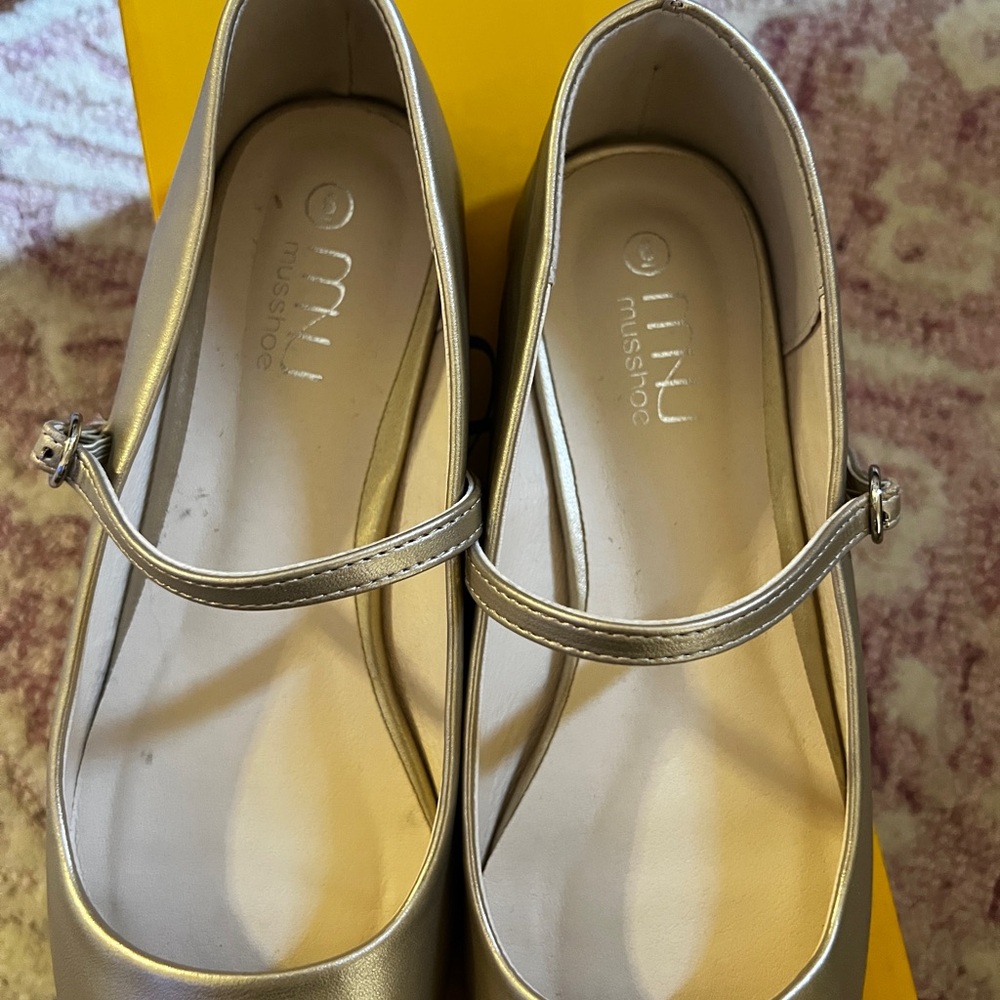 Gold Mary Jane Flats - Picture 6 of 8